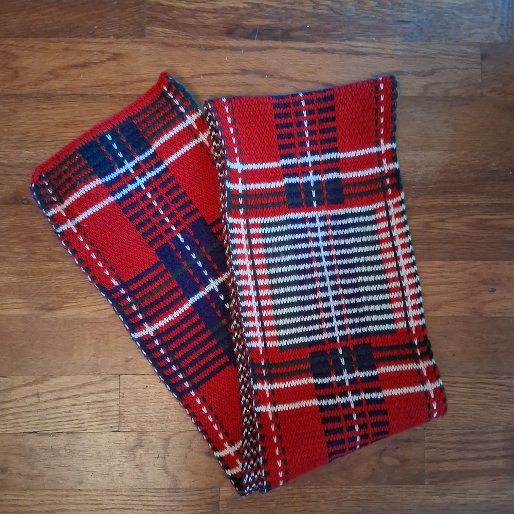Vintage Taratan Scarf 67"×8" Hansen Zwicker Knitting Mills Christmas Plaid
